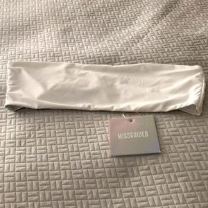 MISSGUIDED White Bandeau Bikini Top Size: US 6